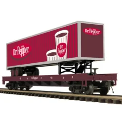 Trains*MTH 20-98766 Dr.Pepper Flatcar w/48' Trailer - Model Train Junction: Quality Parts and Art Supplies
