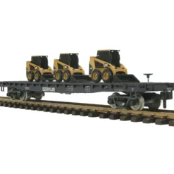 Trains*MTH 70-76042 G Scale Caterpillar Flat Car with 3 CAT 226 Skid Loaders - Model Train Junction: Quality Parts and Art Supplies