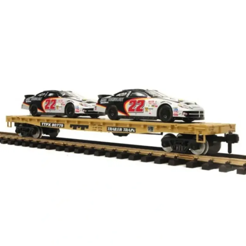 Trains*MTH 70-76058 G Scale TTX Flat Car with CAT Racing Cars (2) - Model Train Junction: Quality Parts and Art Supplies