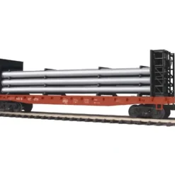 Trains*MTH 20-98664 Milwaukee Road Flat Car - w/Bulkheads & Pipe Load - Model Train Junction: Quality Parts and Art Supplies