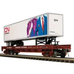 Trains*MTH 20-98768 O Canadian National Fla Car w/ 48' Trailer #685874 - Model Train Junction: Quality Parts and Art Supplies