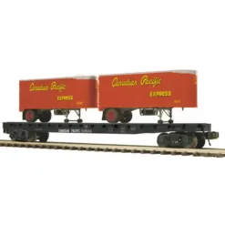 Trains*MTH 20-98753 O Canadian Pacific Flat Car with 2 PUP Trailers - Model Train Junction: Quality Parts and Art Supplies