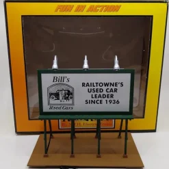 Trains*MTH 30-90040 O Gauge Bill's Used Car Lot Lighted Billboard - Model Train Junction: Quality Parts and Art Supplies