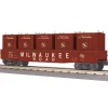 Trains*MTH 30-72057 O Gauge Milwaukee Road Gondola Car #92373 w/LCL Containers - Model Train Junction: Quality Parts and Art Supplies