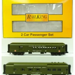 Trains*MTH 30-69047 O Gauge U.S. Army 60' Madison Combo/Diner Passenger Set (Set of 2) - Model Train Junction: Quality Parts and Art Supplies
