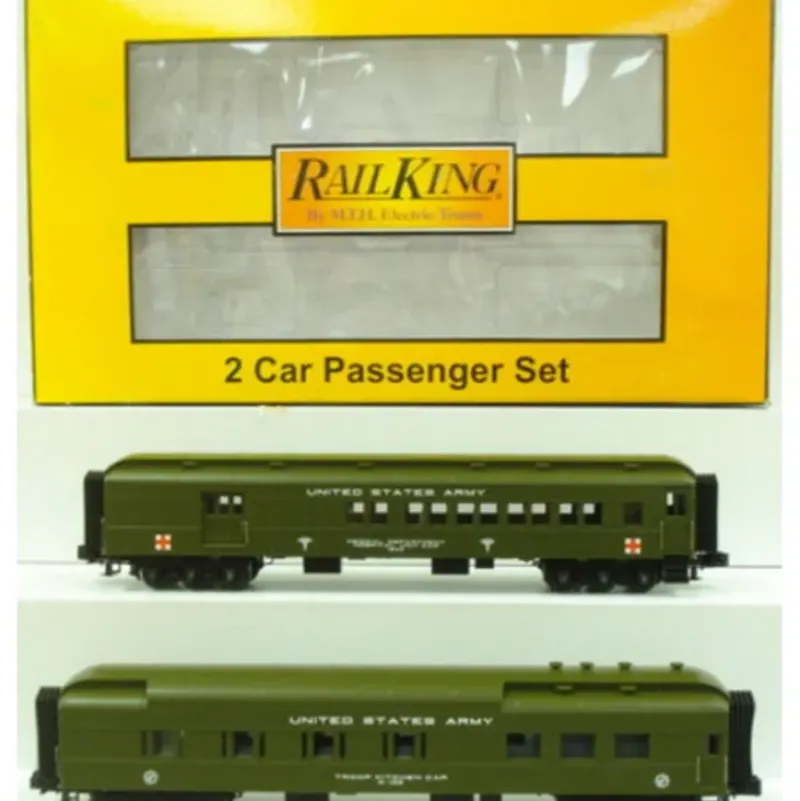 Trains*MTH 30-69047 O Gauge U.S. Army 60' Madison Combo/Diner Passenger Set (Set of 2) - Model Train Junction: Quality Parts and Art Supplies