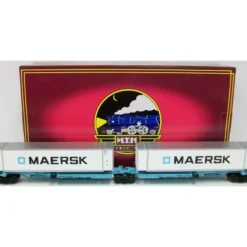 Trains*MTH 20-95086 O Maersk Spine Car Set with 2 48' Containers (Set of 2) - Model Train Junction: Quality Parts and Art Supplies