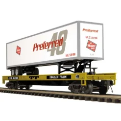 Trains*MTH 20-98694 O Milwaukee Road Flat Car w/ 48' Trailer #913788 - Model Train Junction: Quality Parts and Art Supplies