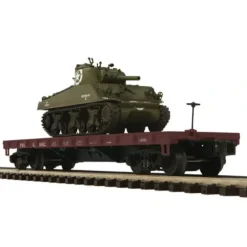 Trains*MTH 20-98742 O PRR 50T Wood Flat Car w/Sherman Tank - Model Train Junction: Quality Parts and Art Supplies