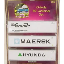 Trains*MTH 20-95038 O Rio Grande/Hyundai/Maersk 40'' Container Set (Set of 3) - Model Train Junction: Quality Parts and Art Supplies
