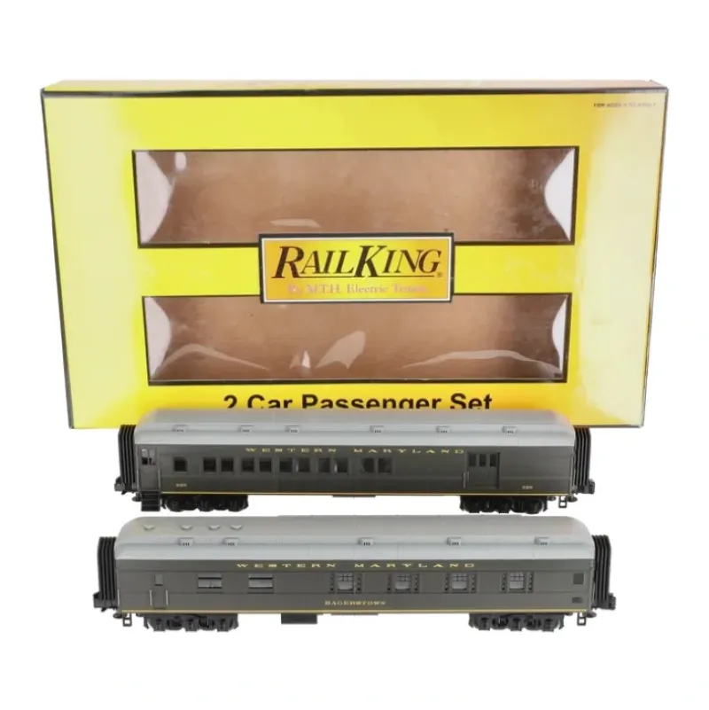 Trains*MTH 30-69050 O Western Maryland 60' Madison Combo/Diner Passenger Set (Set of 2) - Model Train Junction: Quality Parts and Art Supplies