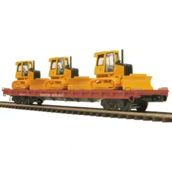 Trains*MTH 20-98640 O Western Maryland 60 Flat Car with 3 John Deere 650H Bull Dozers - Model Train Junction: Quality Parts and Art Supplies