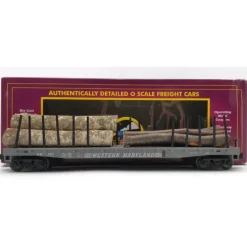 Trains*MTH 20-98102 O Western Maryland Flatcar with Log Load EX/Box - Model Train Junction: Quality Parts and Art Supplies