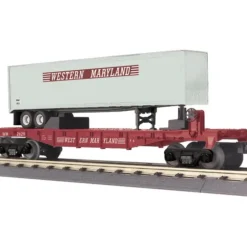 Trains*MTH 30-76336 O Western Maryland Flat Car w/Trailer - Model Train Junction: Quality Parts and Art Supplies