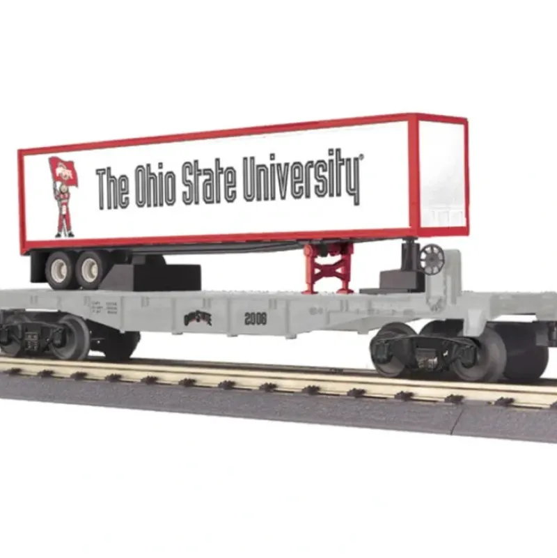 Trains*MTH 30-76305 Ohio State Flat Car w/ Trailer V2 - Model Train Junction: Quality Parts and Art Supplies