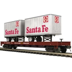 Trains*MTH 20-98730 Santa Fe Flat Car with 2 20' Trailers - Model Train Junction: Quality Parts and Art Supplies