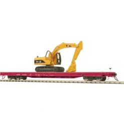 Trains*MTH 80-98029 Santa Fe HO Scale 60' Wood Deck Flat Car w/315C Hydraulic Excavator - Model Train Junction: Quality Parts and Art Supplies
