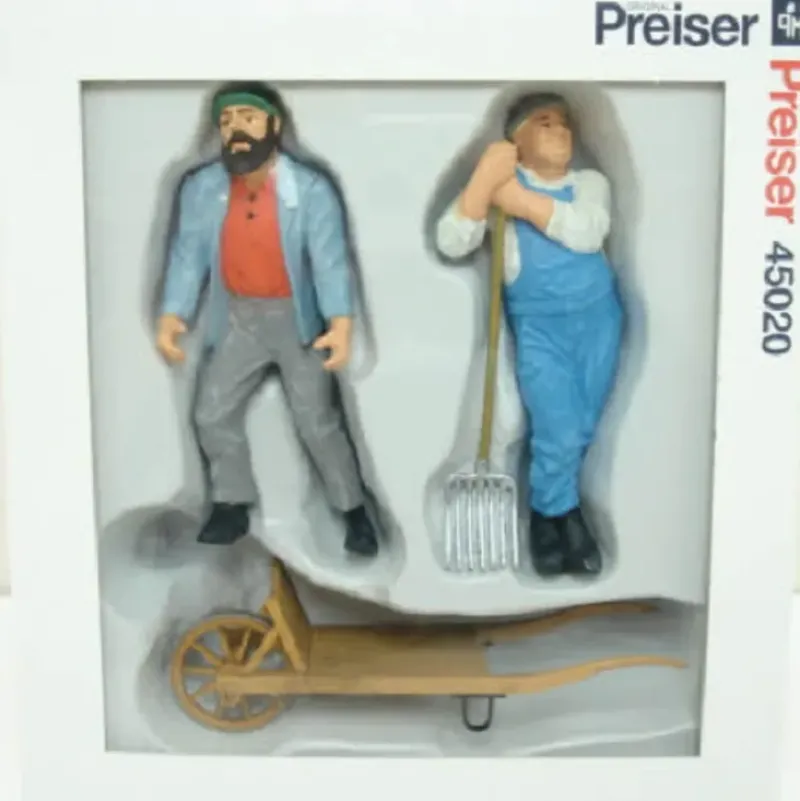 Trains*Preiser 45020 G Workers Figures with Fork & Wheel Barrow (Set of 2) - Model Train Junction: Quality Parts and Art Supplies