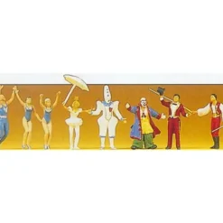 Trains*Preiser 20254 HO Blue - Circus Performers Figures (Set of 8) - Model Train Junction: Quality Parts and Art Supplies