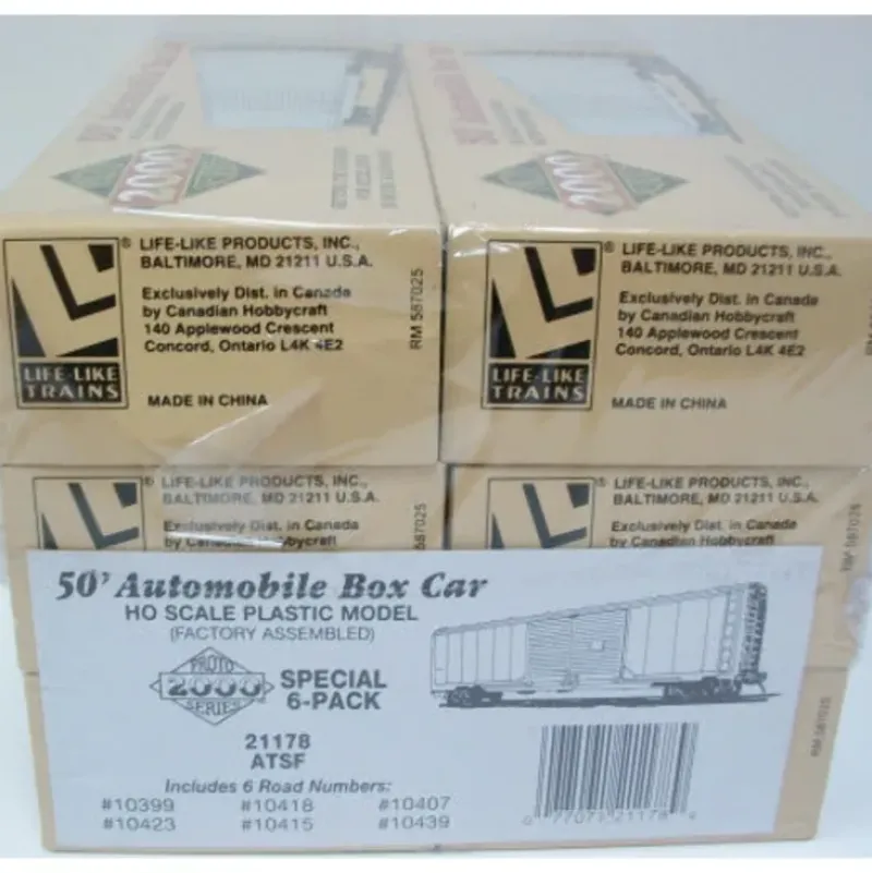 Trains*Proto 2000 21178 HO Life Like ATSF 50' Automobile Box Car (Pack of 6) - Model Train Junction: Quality Parts and Art Supplies