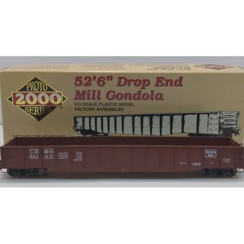Trains*Proto 2000 HO Chicago Burlington & Quincy 52'6" Drop End Mill Gondola #82140 LN/Box - Model Train Junction: Quality Parts and Art Supplies