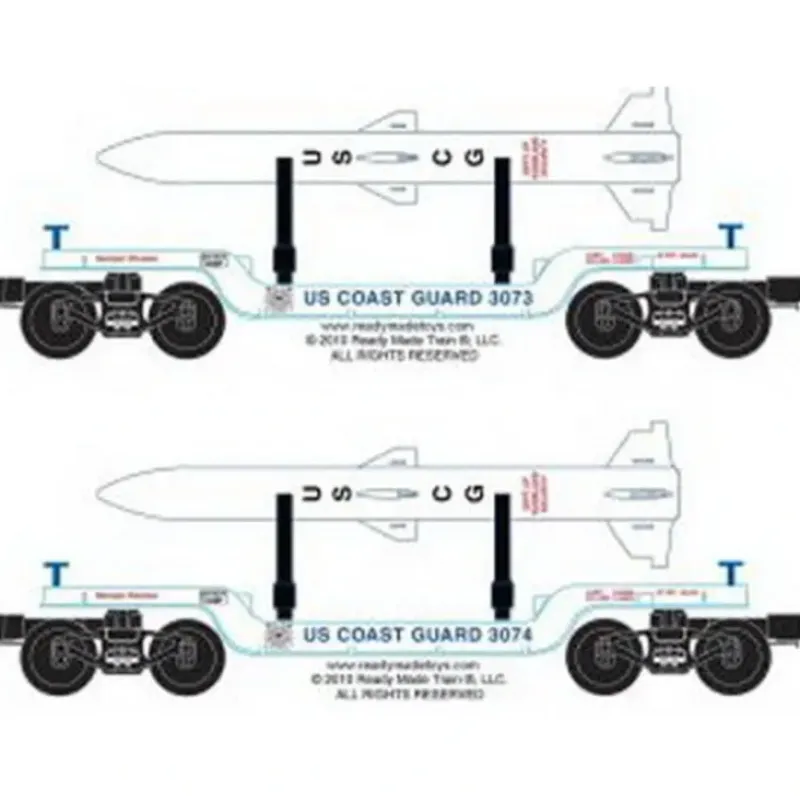 RMT 96546 O Dep.Ctr.Flat Car US Coast Guard/2pk - Model Train Junction: Quality Parts and Art Supplies New