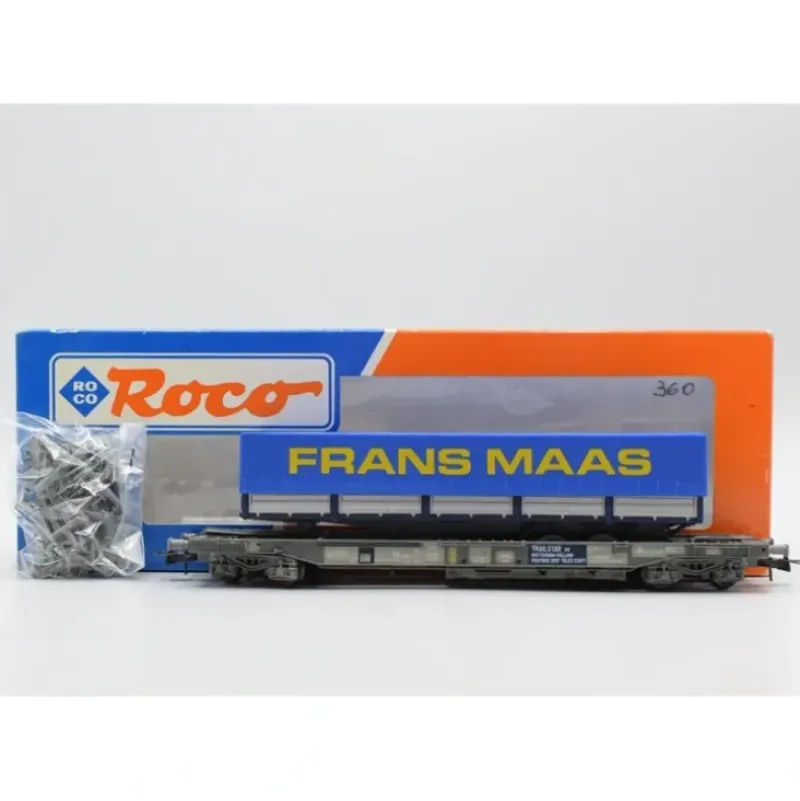 Roco 46360 HO Scale Dutch NS Trail Star Flat Car w/ Frans Maas Container LN/Box - Model Train Junction: Quality Parts and Art Supplies Online