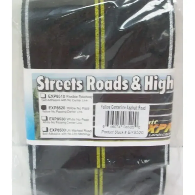 Scenic Express EXP8520 2-Lane Yellow No Passing Line Asphalt Roadway - Model Train Junction: Quality Parts and Art Supplies