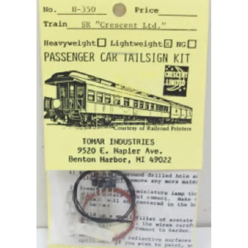 Tomar Industries H-350 HO Sr Crescent Lighted Rectangular Tail Sign Kit - Model Train Junction: Quality Parts and Art Supplies Hot