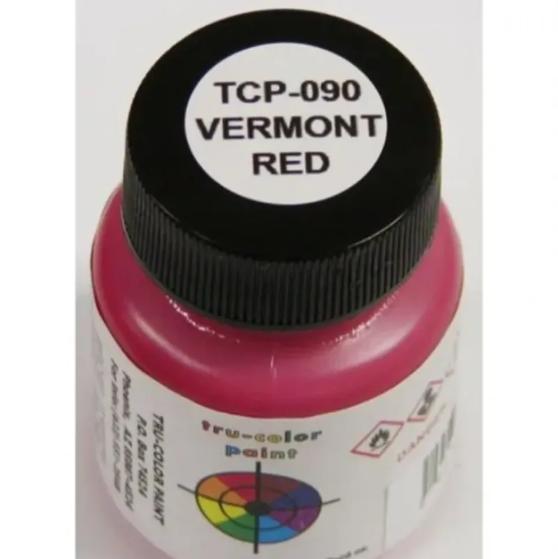 Tru-Color Paint, TCP-090, Airbrush Ready, Vermont Red, 1 oz - Model Train Junction: Quality Parts and Art Supplies New