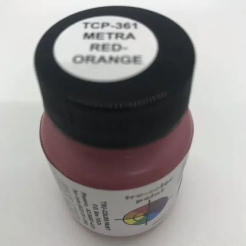 Tru-Color Paint, TCP-361, Airbrush Ready, Metra Red-Orange, 1 oz - Model Train Junction: Quality Parts and Art Supplies