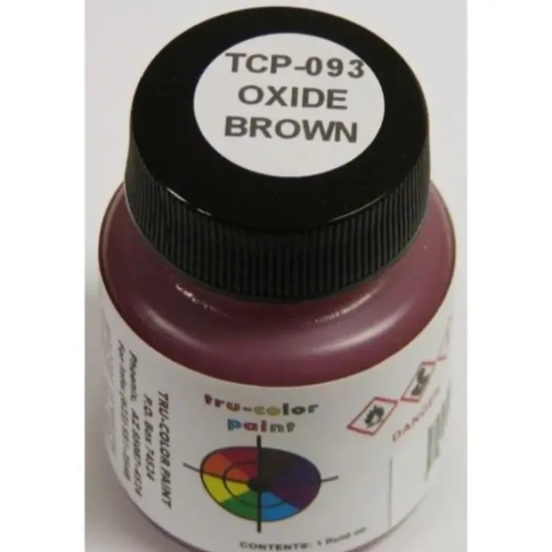 Tru-Color Paint, TCP-093, Airbrush Ready, US Oxide Brown, 1 oz - Model Train Junction: Quality Parts and Art Supplies Outlet