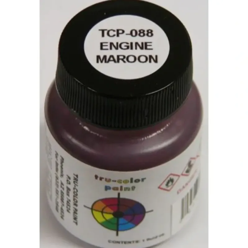 Tru-Color Paint, TCP-088, Airbrush Ready, Engine Maroon, 1 oz - Model Train Junction: Quality Parts and Art Supplies Clearance