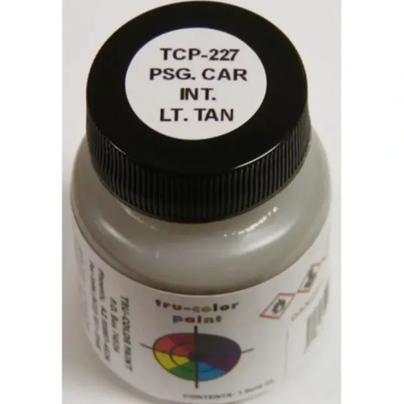Tru-Color Paint, TCP-227, Airbrush Ready, Passenger Car Interior Light Tan, 1 oz - Model Train Junction: Quality Parts and Art Supplies Clearance