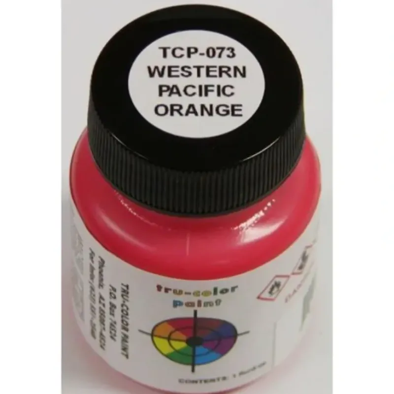 Tru-Color Paint, TCP-073, Airbrush Ready, Western Pacific New Orange, 1 oz - Model Train Junction: Quality Parts and Art Supplies Sale