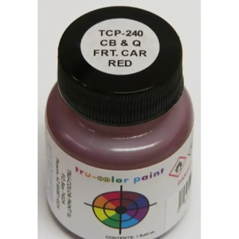 Tru-Color Paint, TCP-240, Airbrush Ready, Burlington Freight Car Red (FW & D AND CS Also), 1 oz - Model Train Junction: Quality Parts and Art Supplies