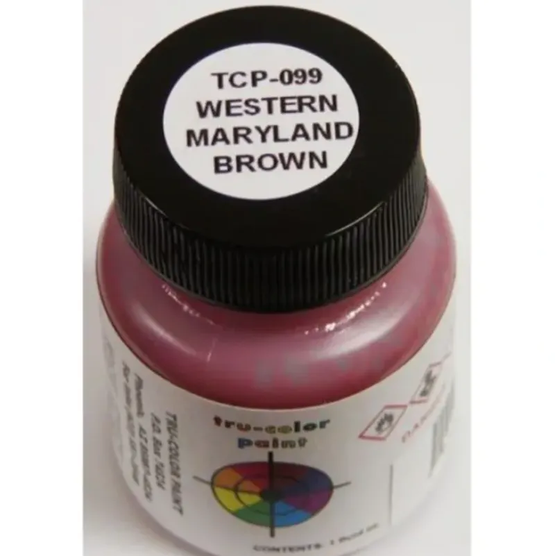 Tru-Color Paint, TCP-099, Airbrush Ready, Western Maryland Brown, 1 oz - Model Train Junction: Quality Parts and Art Supplies Online