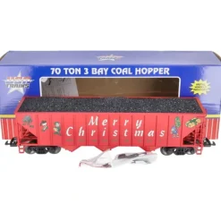 USA Trains 14025 G Christmas 70-Ton 3-Bay Coal Hopper with Coal Load - Model Train Junction: Quality Parts and Art Supplies New