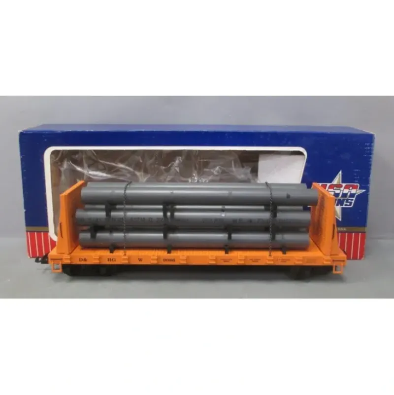 USA Trains R17601 G Denver and Rio Grande Western Pipe Load Flat Car - Model Train Junction: Quality Parts and Art Supplies Outlet