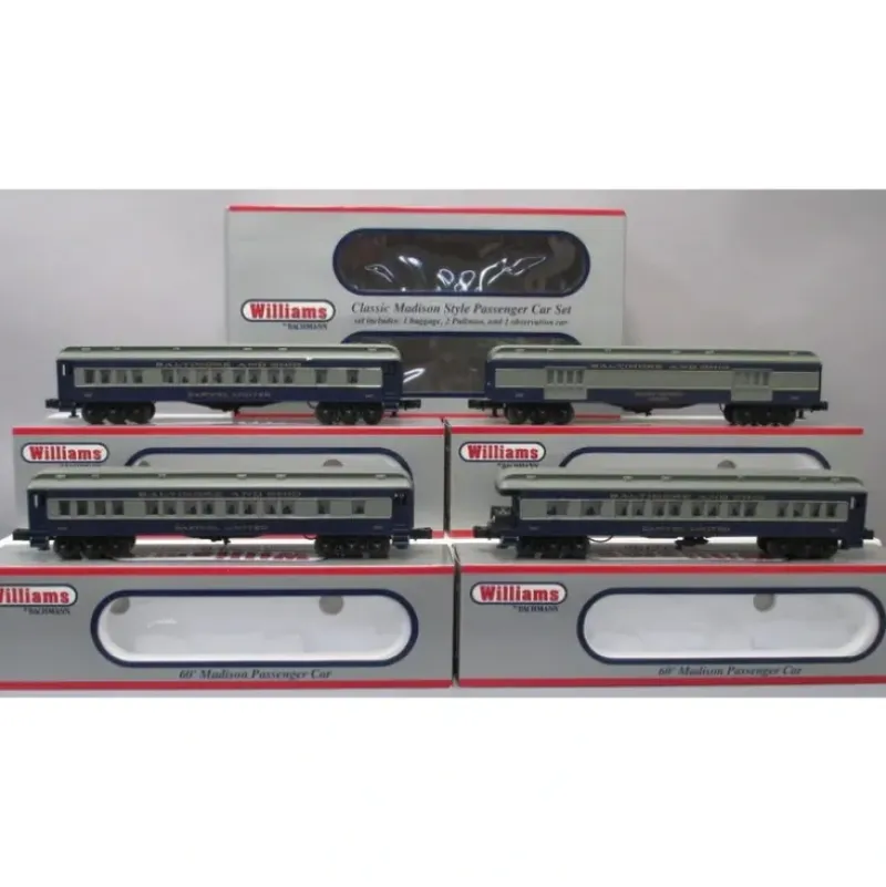 Williams 43451 B&O 60 Ft. Madison Passenger Car Car (Pack of 4) - Model Train Junction: Quality Parts and Art Supplies Outlet