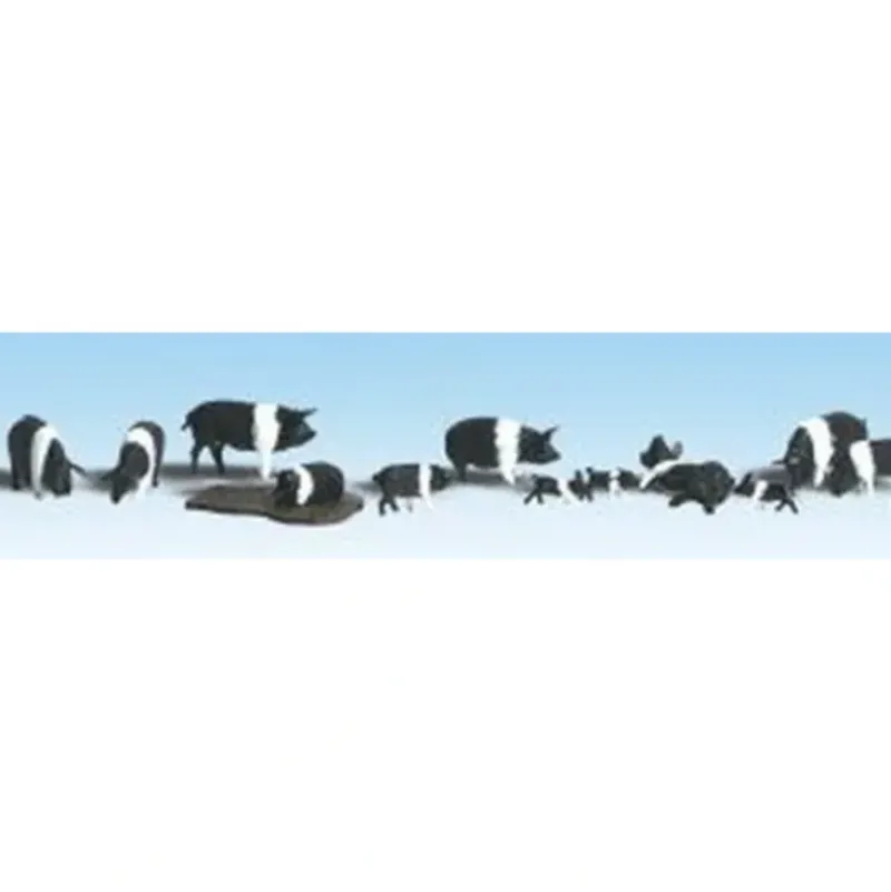 Woodland Scenics A1864 HO Scenic Accents Hampshire Pig Figures (Set of 12) - Model Train Junction: Quality Parts and Art Supplies