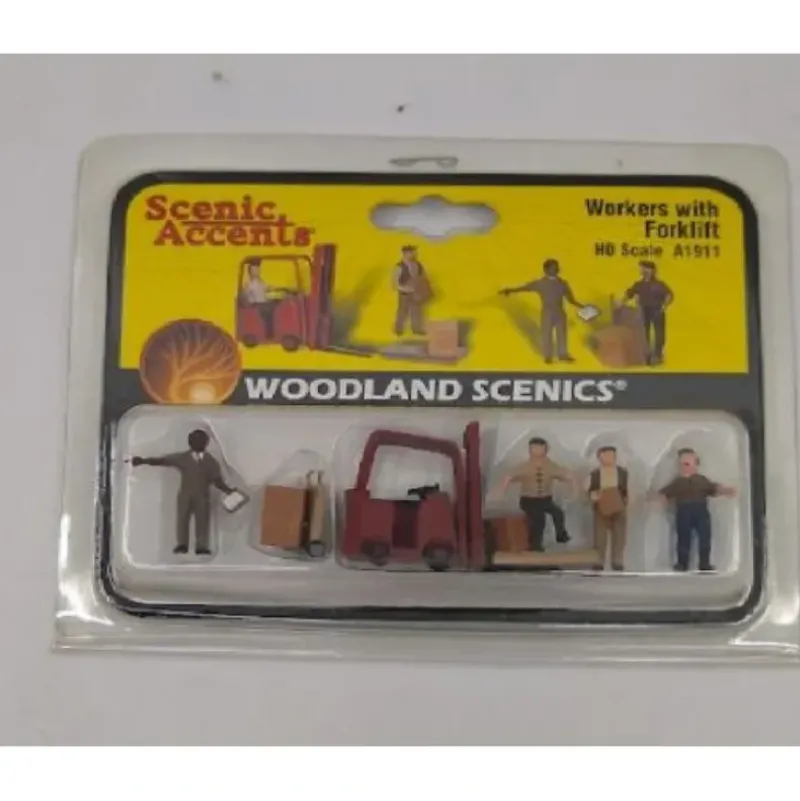 Woodland Scenics A1911 HO Scenic Accents Workers w/ Forklift Figures (Set of 9) - Model Train Junction: Quality Parts and Art Supplies Hot