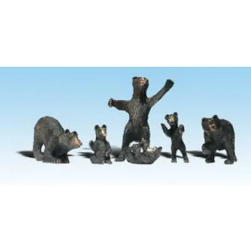 Woodland Scenics A1885 HO Scenic Accents Black Bears Animal Figures (Set of 6) - Model Train Junction: Quality Parts and Art Supplies Discount