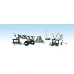 Woodland Scenics A1928 HO Scenic Accents Garage Treasures (Set of 13) - Model Train Junction: Quality Parts and Art Supplies Outlet