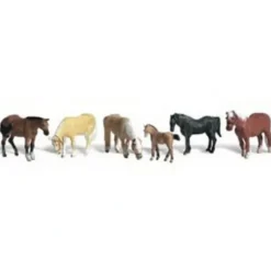 Woodland Scenics A2141 N Scenic Accents Farm Horse Figures (Set of 6) - Model Train Junction: Quality Parts and Art Supplies Online