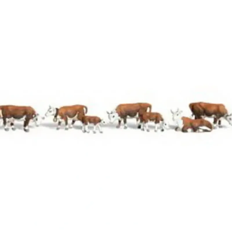 Woodland Scenics A2144 N Scenic Accents Hereford Cow Figures (Set of 11) - Model Train Junction: Quality Parts and Art Supplies Best