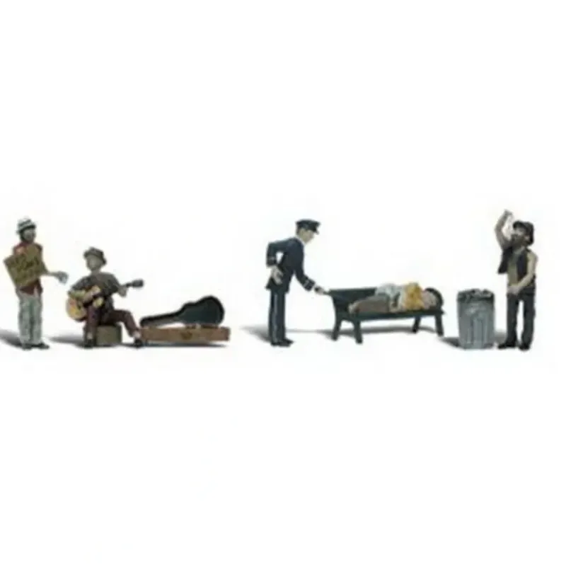 Woodland Scenics A2749 O Scenic Accents Park Bum Figures (Set of 8) - Model Train Junction: Quality Parts and Art Supplies Online
