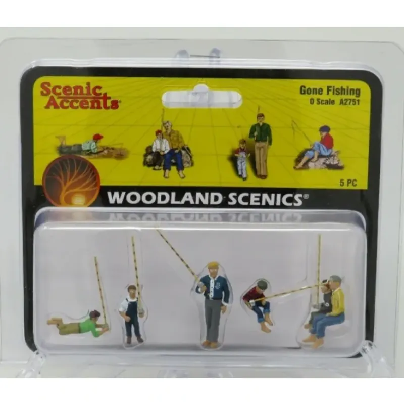 Woodland Scenics A2751 O Scenic Accents Gone Fishing Figures (Set of 5) - Model Train Junction: Quality Parts and Art Supplies Clearance