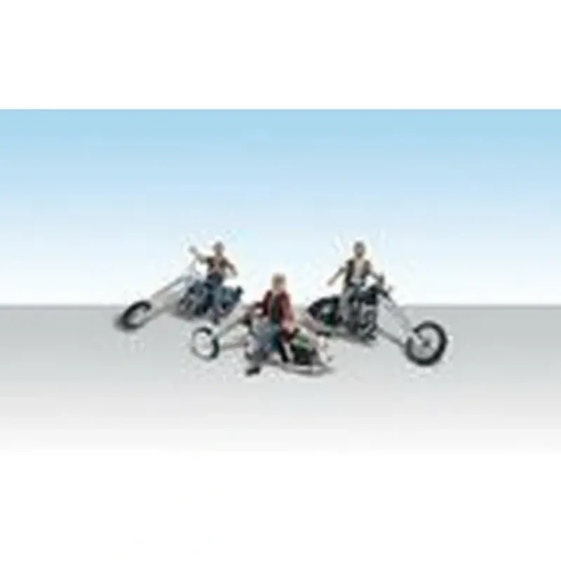 Woodland Scenics AS5554 HO AutoScenes Bad Boy Bikers (Pack of 3) - Model Train Junction: Quality Parts and Art Supplies Clearance