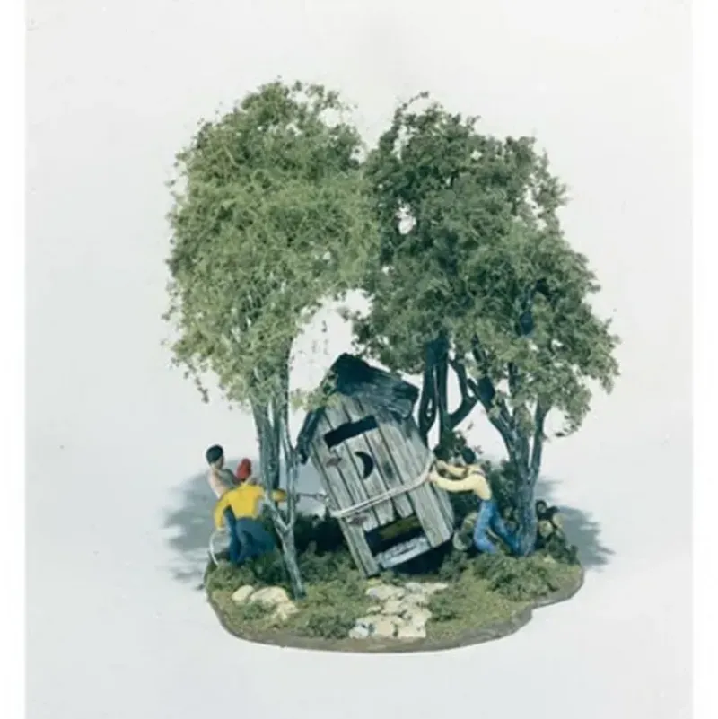 Woodland Scenics M108 HO Mini-Scene Outhouse Mischief Kit - Model Train Junction: Quality Parts and Art Supplies Discount